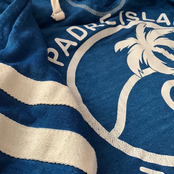 UZZI graphic design Padre Island Texas distressed hooded pullover coverup - Picture 5 of 16